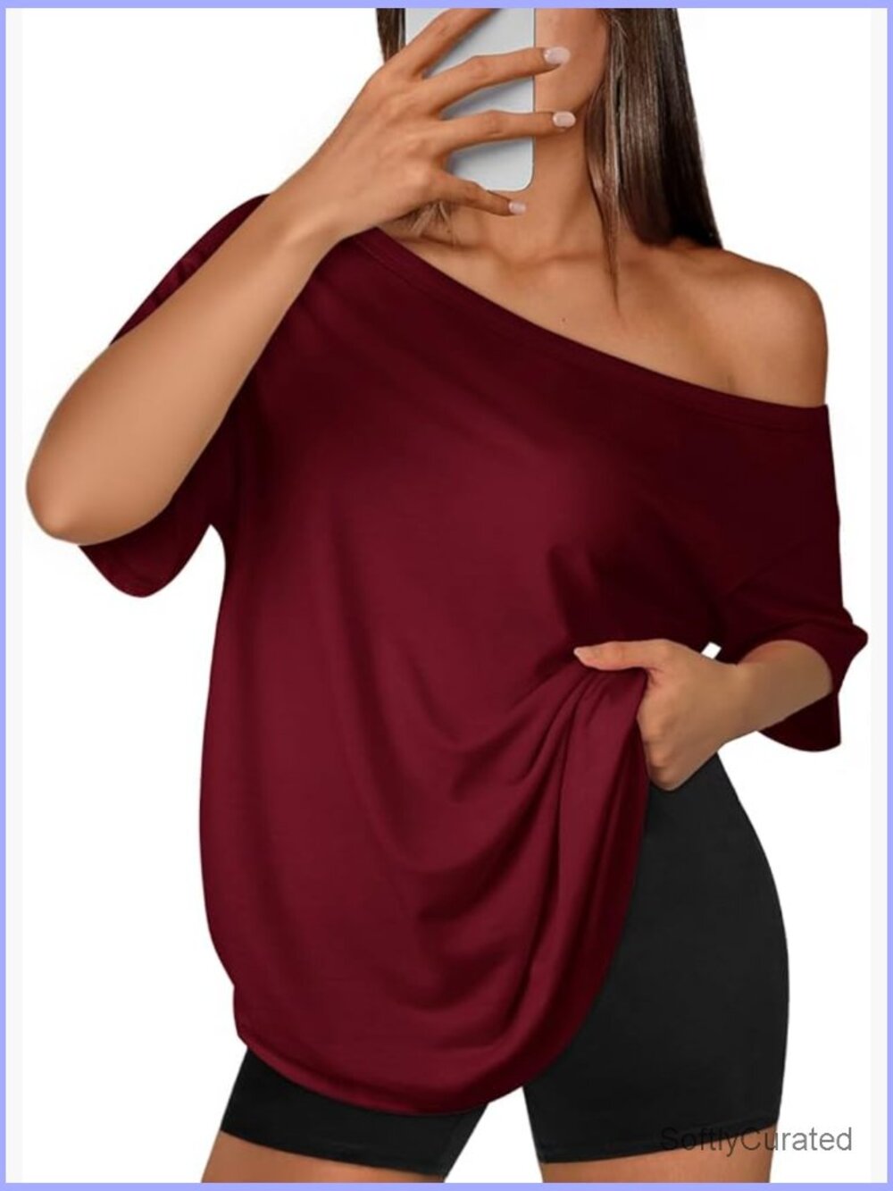Off The Shoulder Loose Fit Oversized T-Shirt Going Out Top